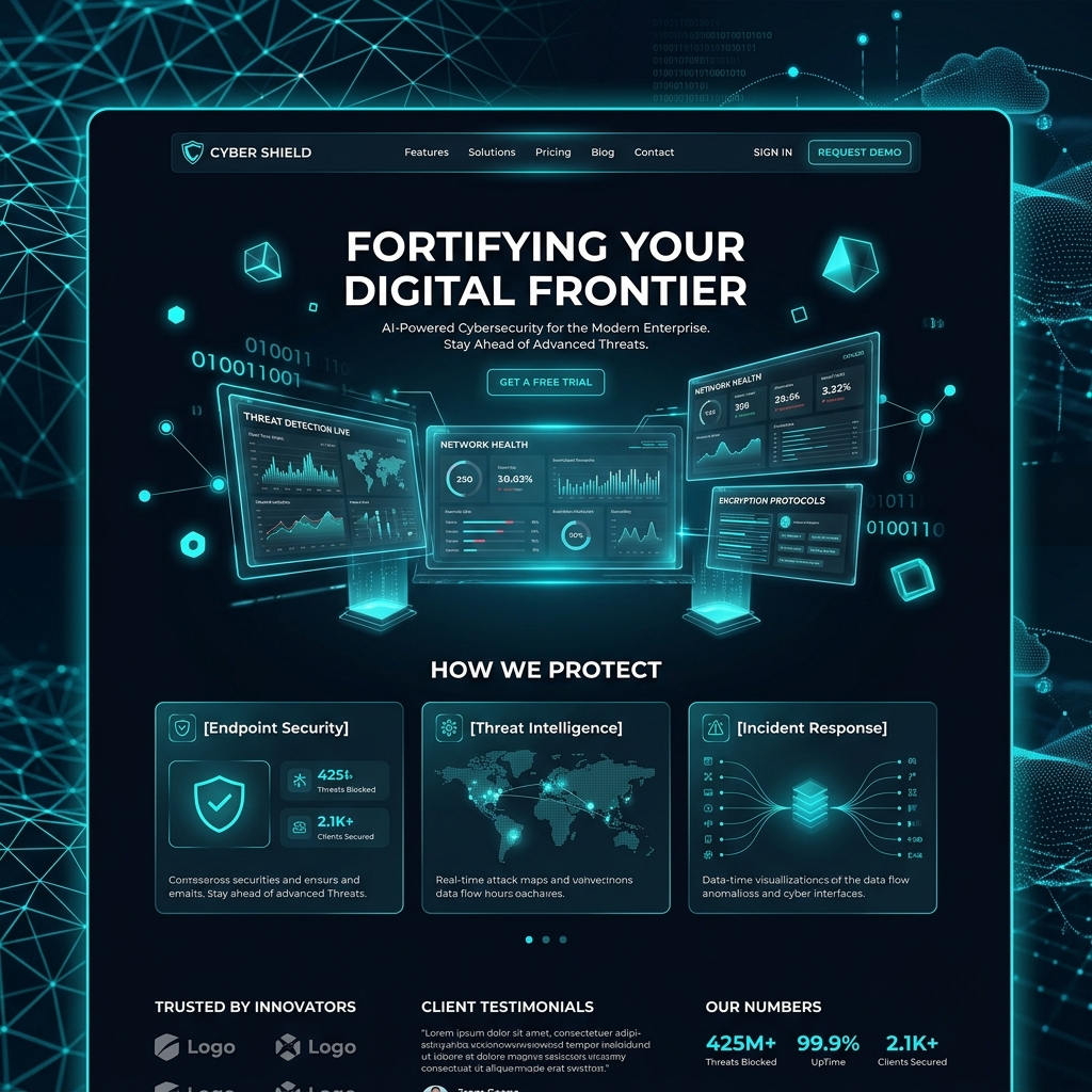 Kiberbiztonsági landing page referencia